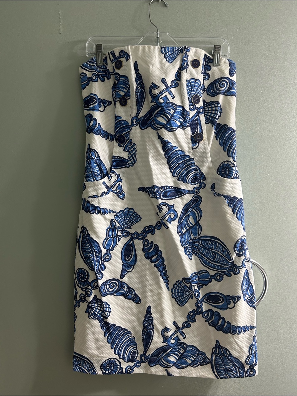 Lilly Pulitzer Vanna strapless dress "Fallin' in Love" blue seashell jacquard - Picture 5 of 6